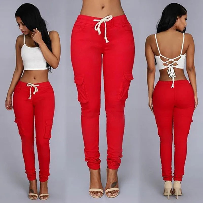 Slim-Fit Bleistifthose für Damen mit Kordelzug & Taschen